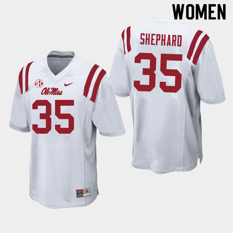 Women #35 Urriah Shephard Ole Miss Rebels College Football Jerseys Sale-White